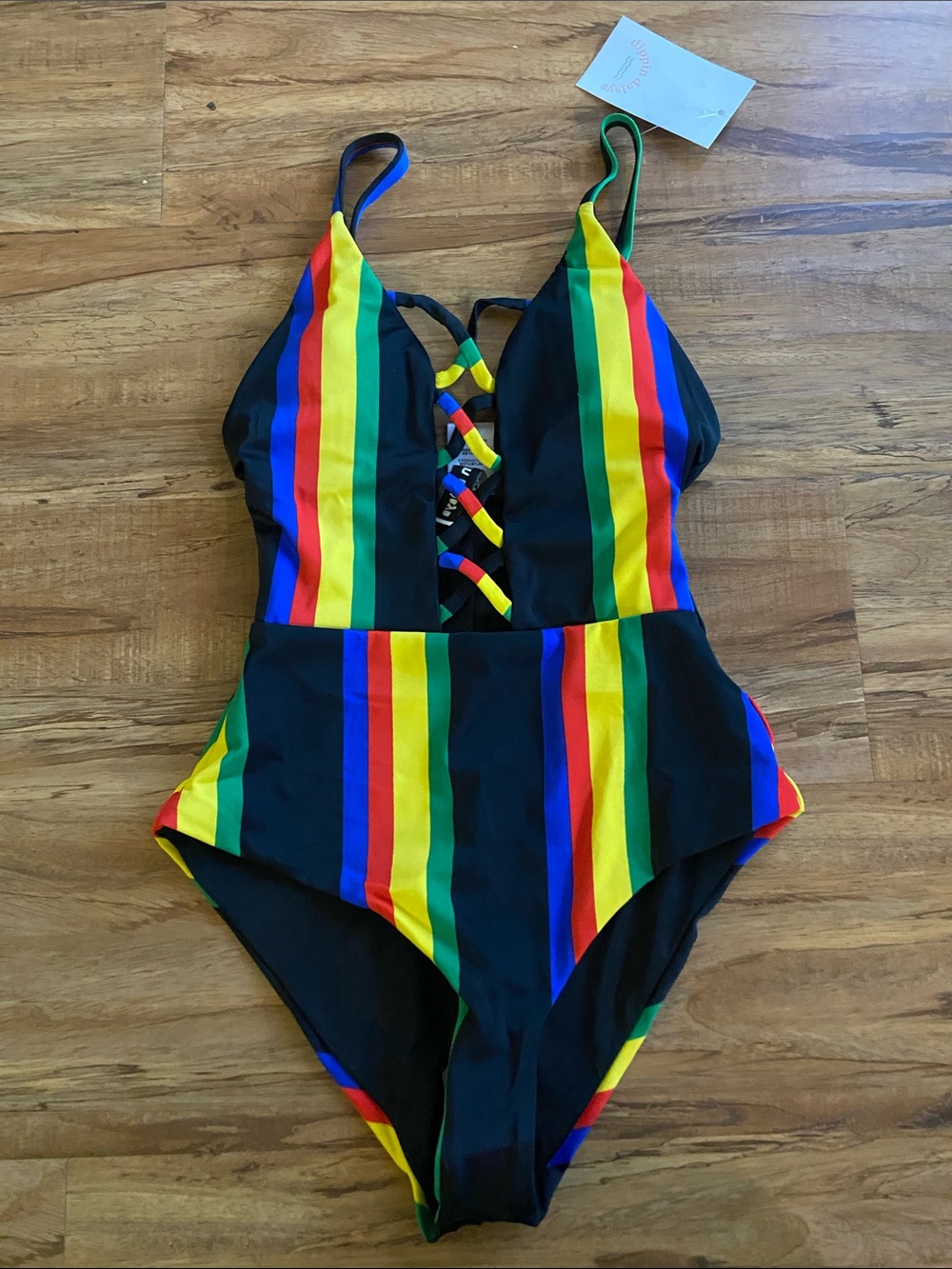 Dippin’ Daisy’s bliss one piece bikini swimsuit Rasta Jamaican colors XS NWT NEW